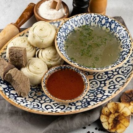 Слоеный хинкал с мясом